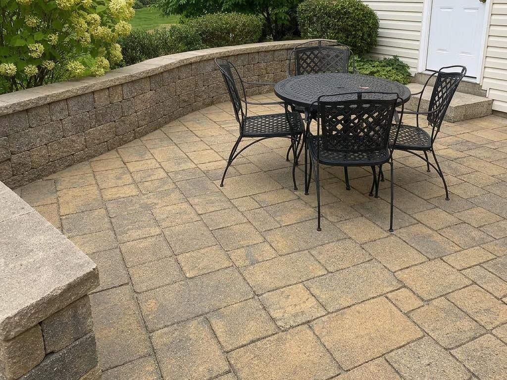 Paver patio after professional algae and weather buildup cleaning